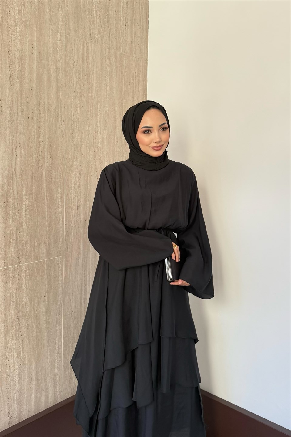 Perla Modal Elbise - Siyah
