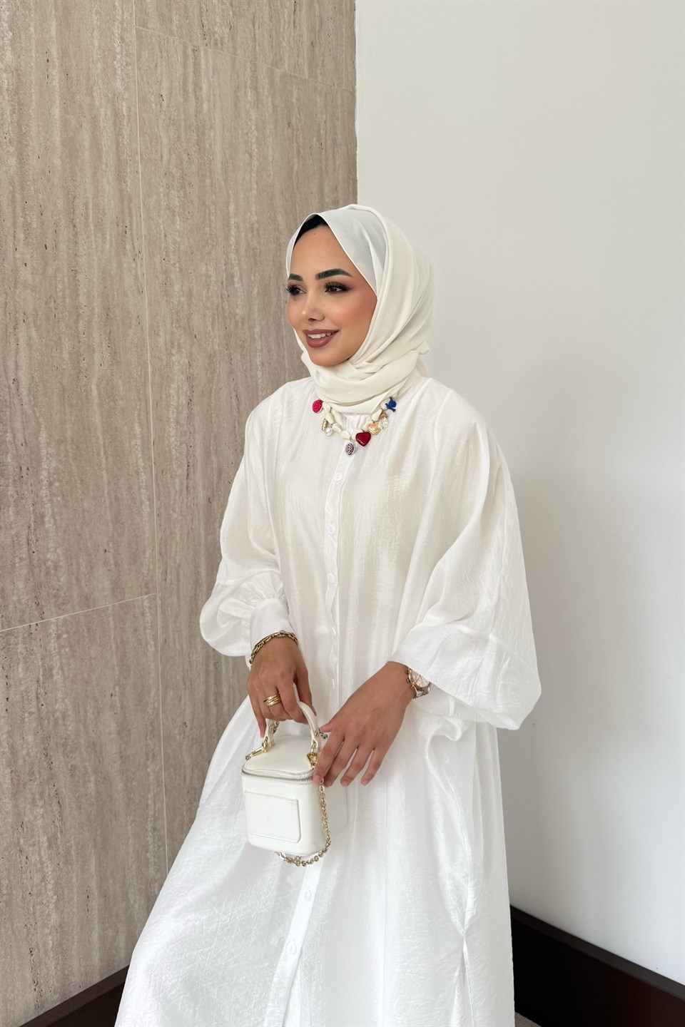 Perla Pantolonlu Takım - Beyaz