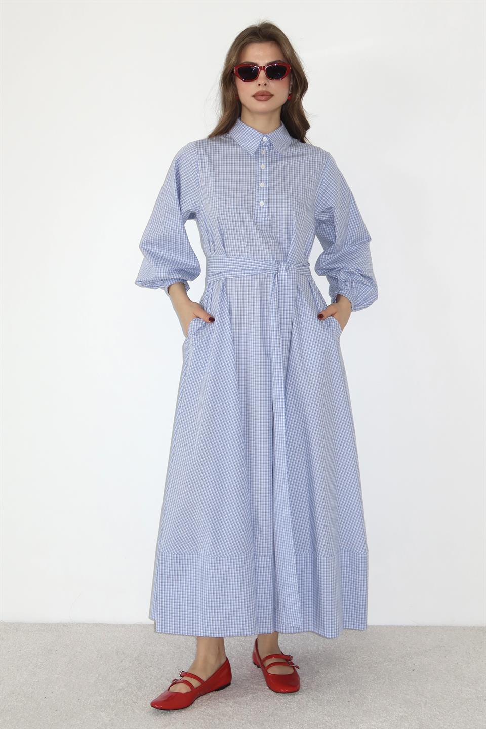 Pötikare Gömlek Elbise - Mavi