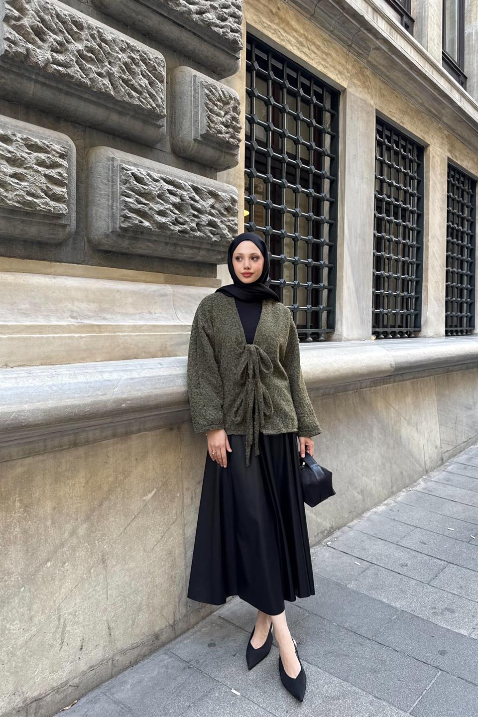 Ribbed Short Jacket - Green
