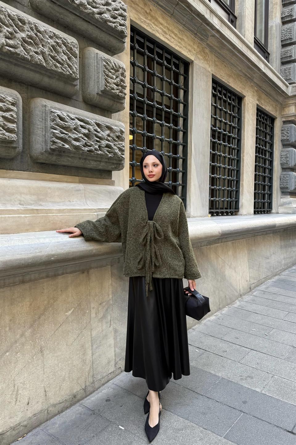 Ribbed Short Jacket - Green