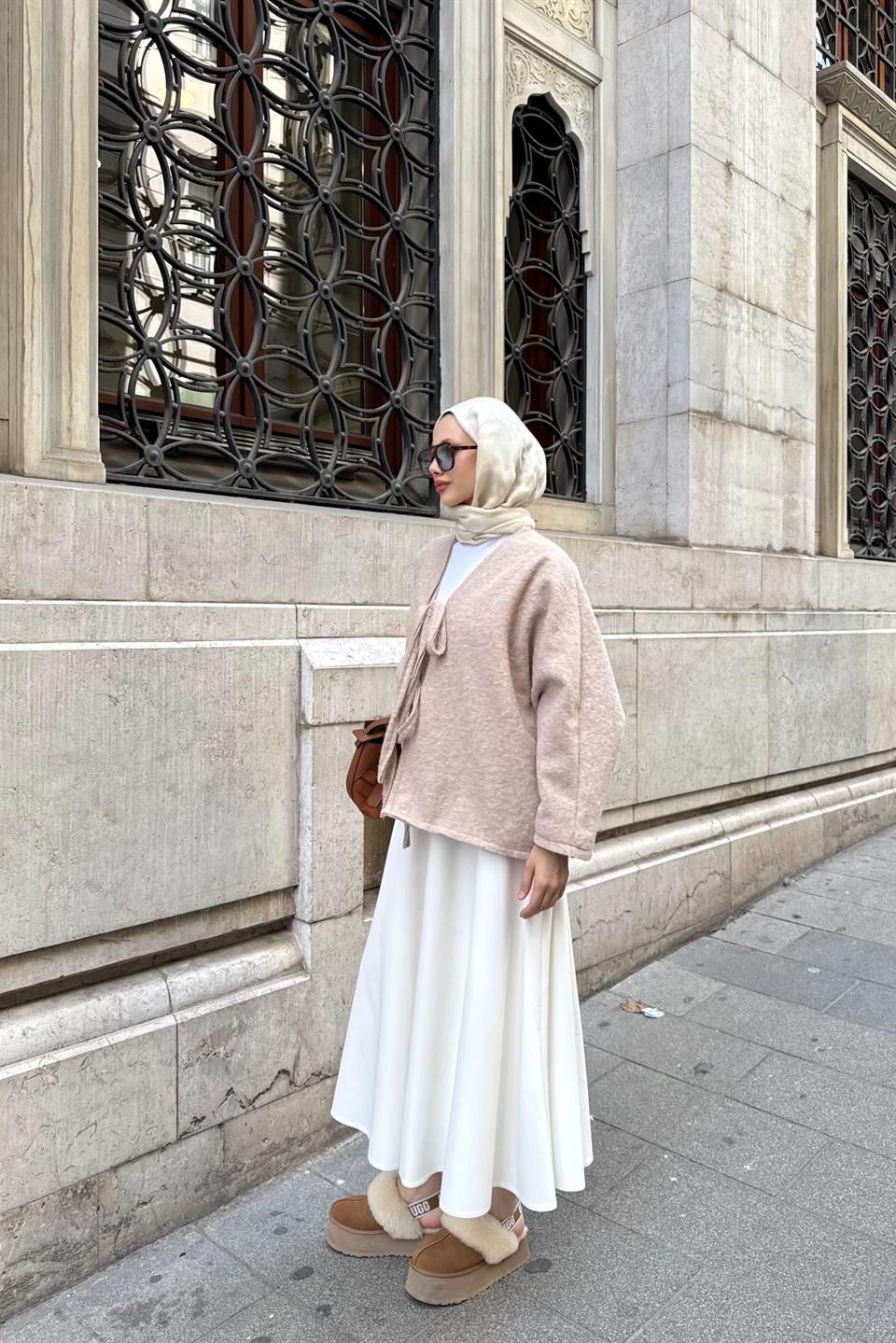 Ribbed Short Jacket - Stone