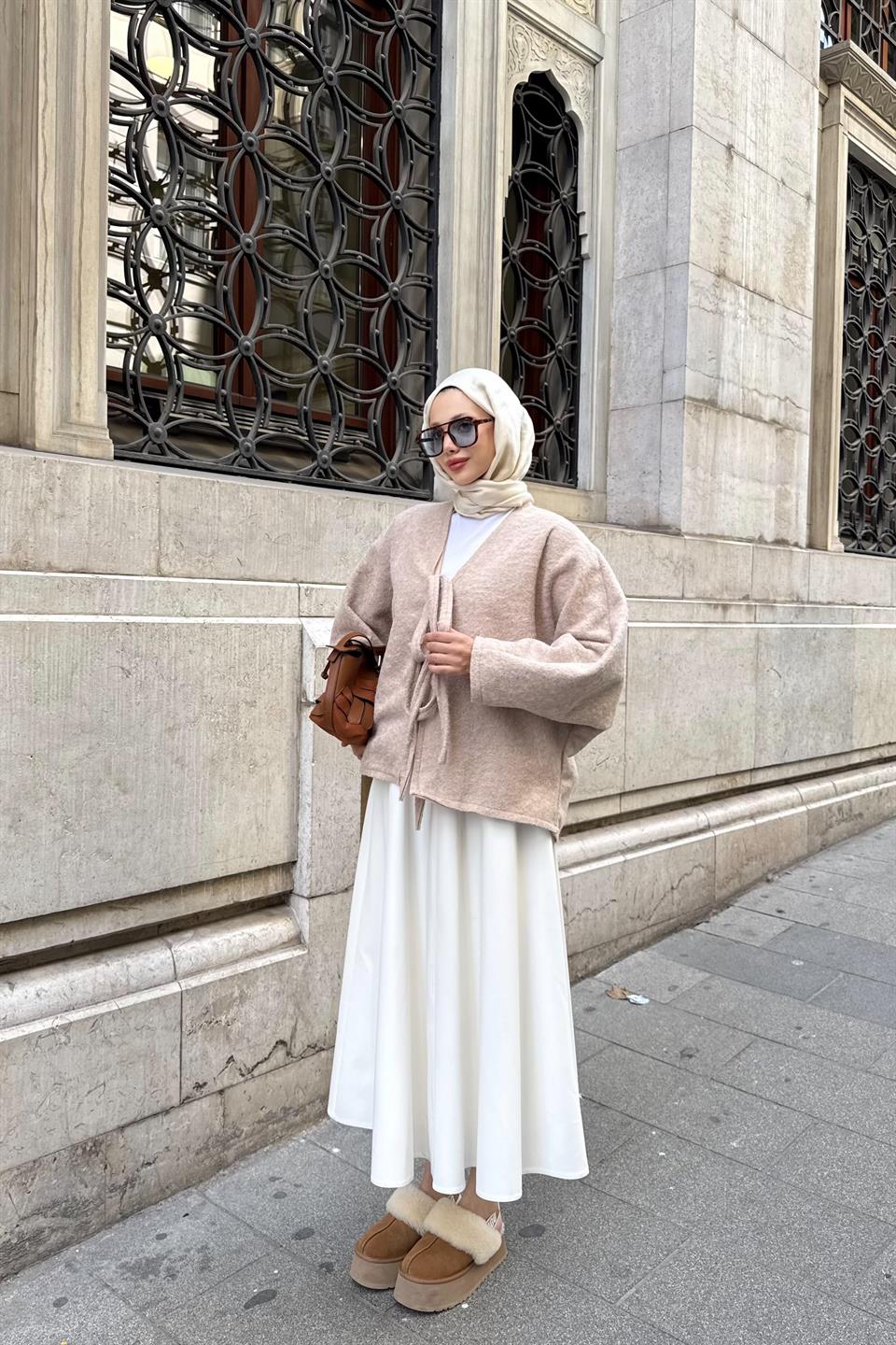 Ribbed Short Jacket - Stone