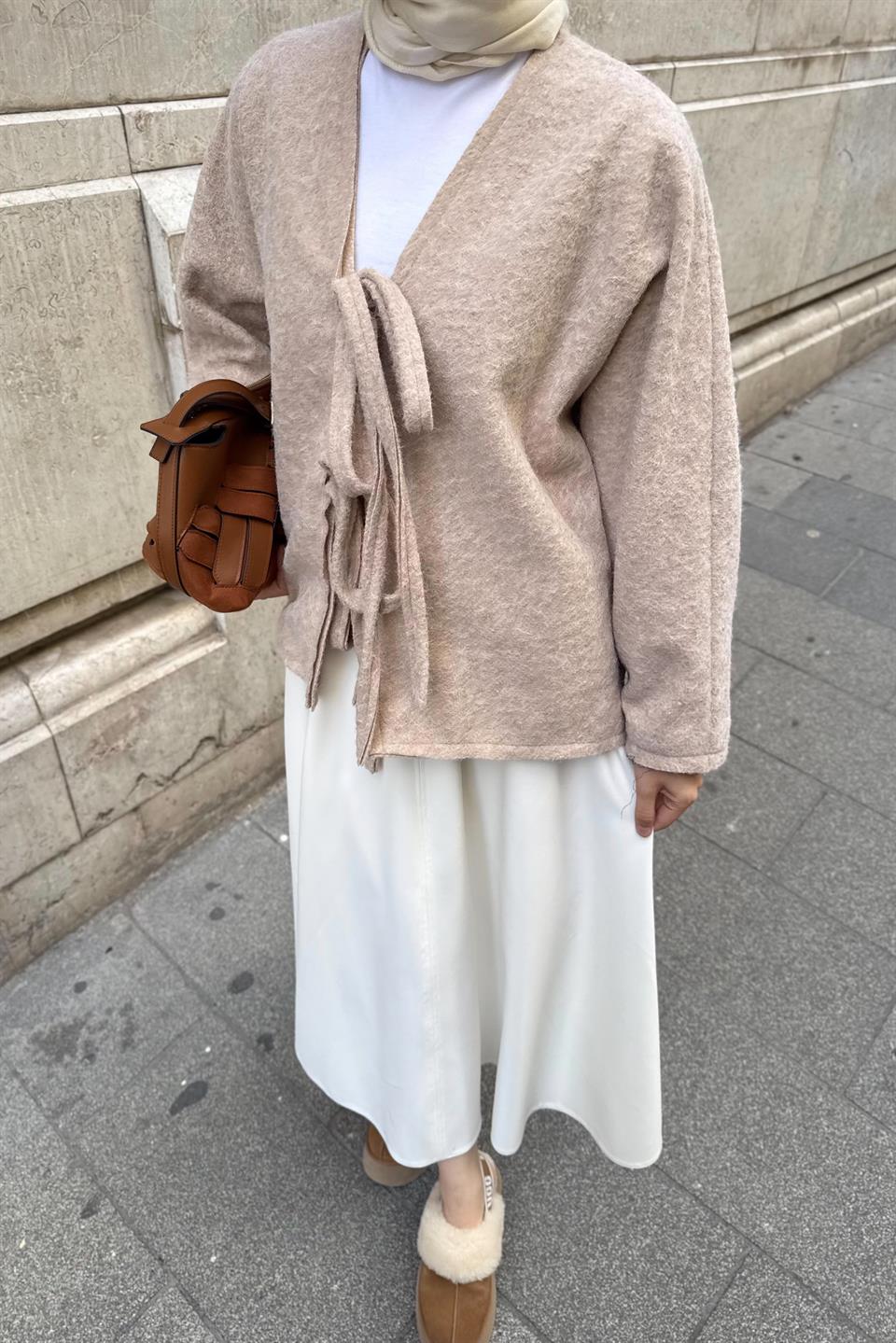 Ribbed Short Jacket - Stone