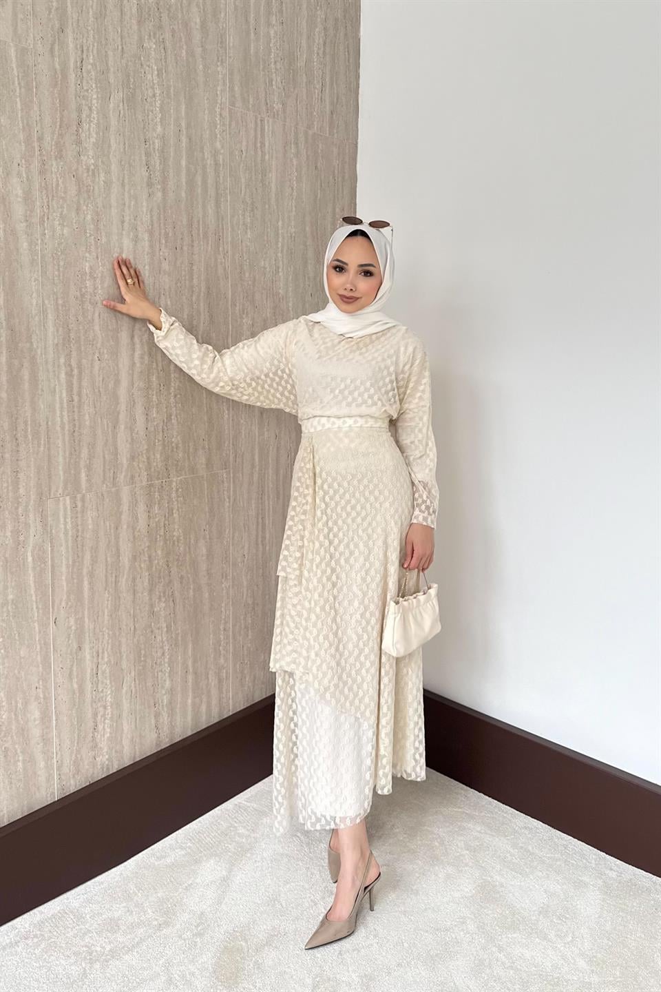 Risa Dantel Etekli Takım - Ekru