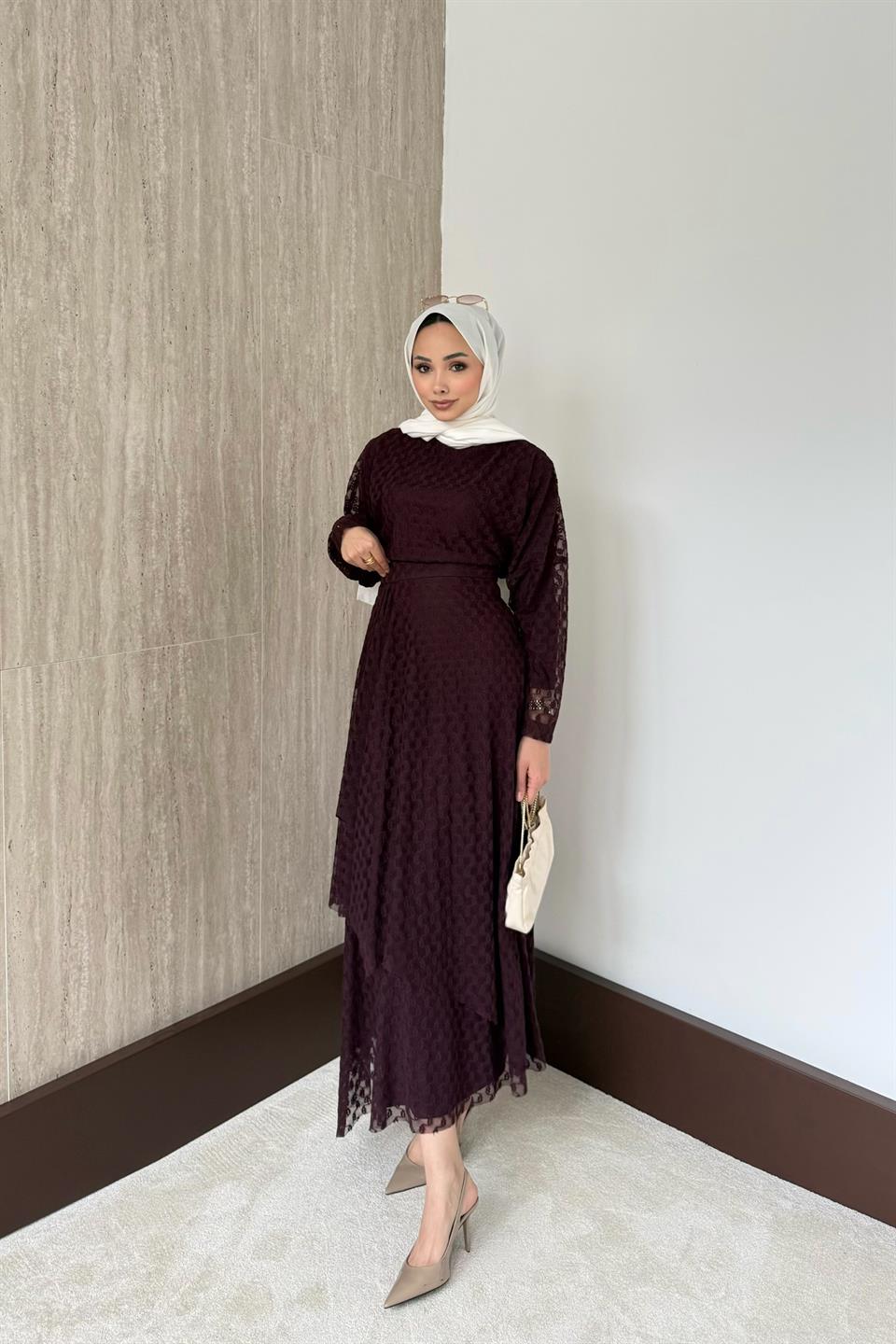Risa Dantel Etekli Takım - Mürdüm