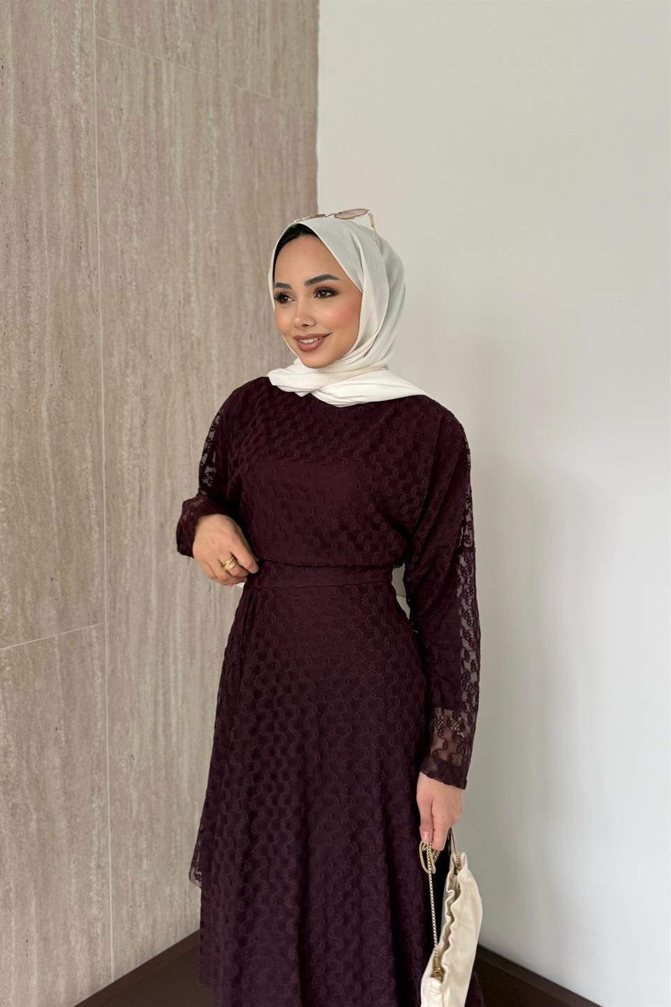 Risa Dantel Etekli Takım - Mürdüm