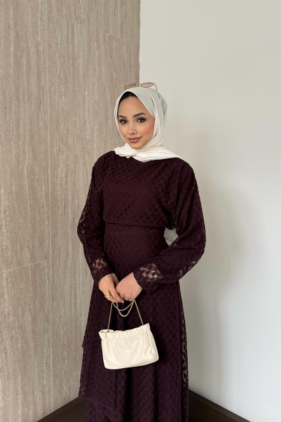 Risa Dantel Etekli Takım - Mürdüm