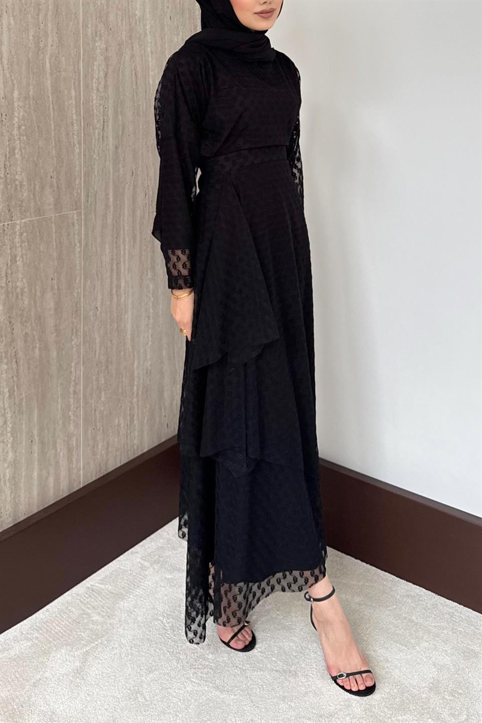 Risa Dantel Etekli Takım - Siyah