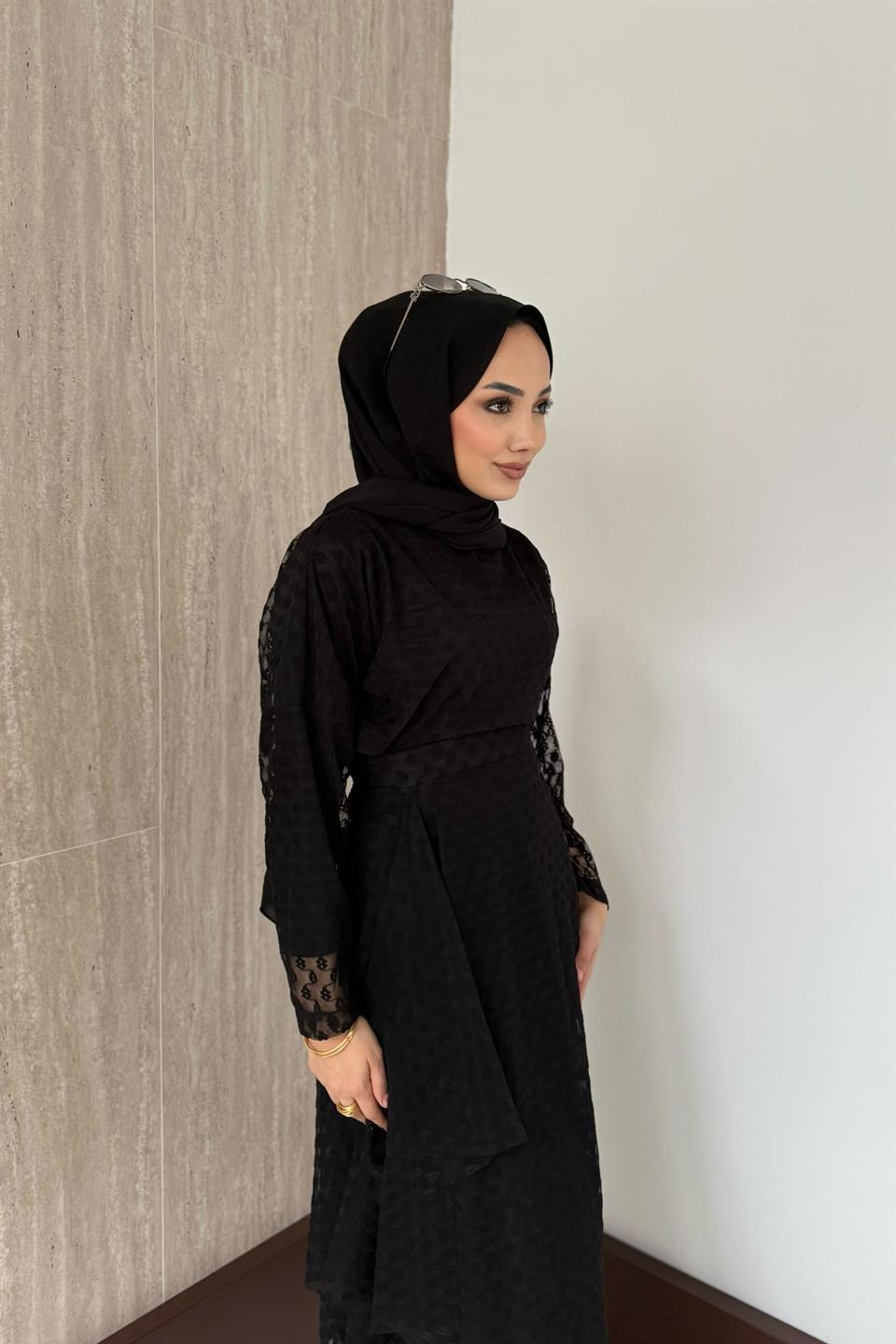 Risa Dantel Etekli Takım - Siyah