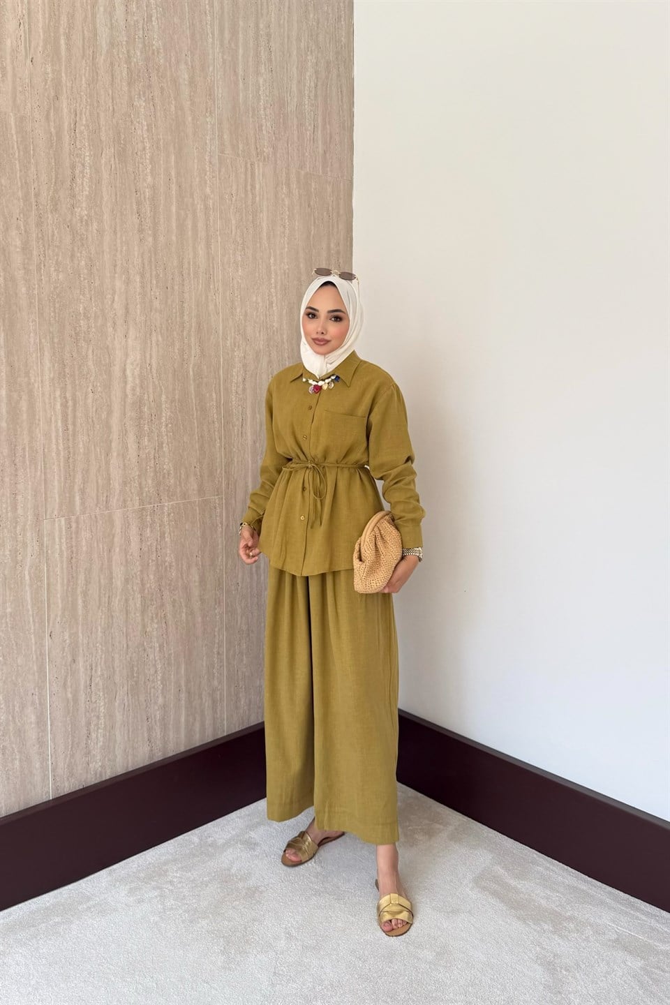 Sophia Keten Pantolonlu Takım - Yeşil