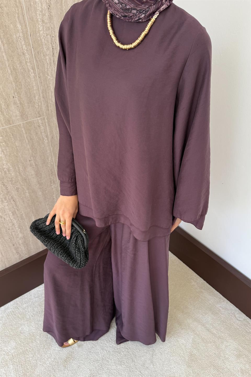 Stella Pantolonlu Takım - Mürdüm