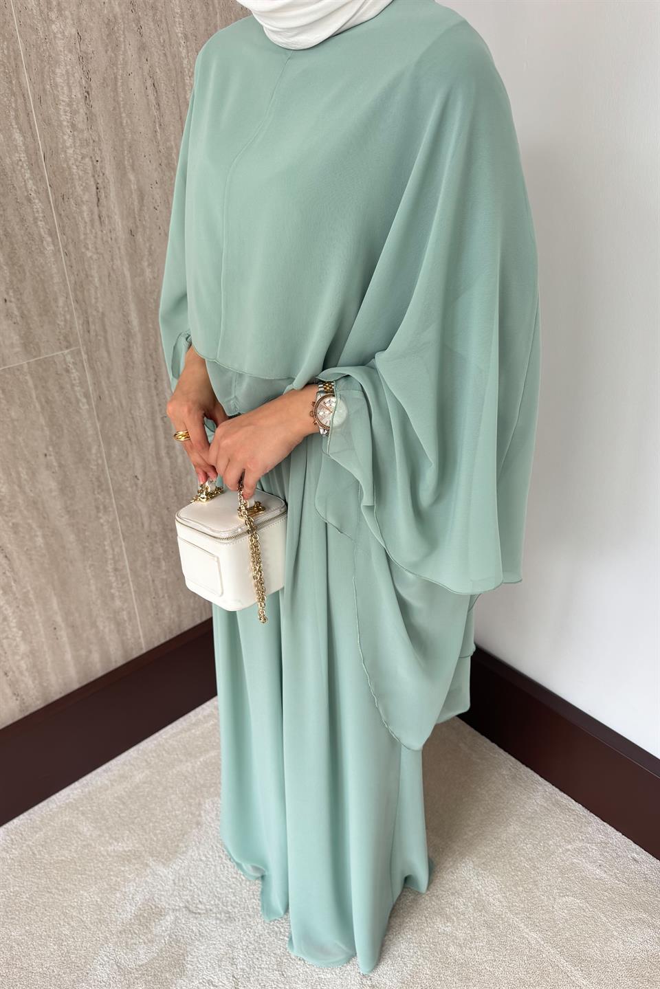 Stella Şifon Pantolonlu Takım - Mint