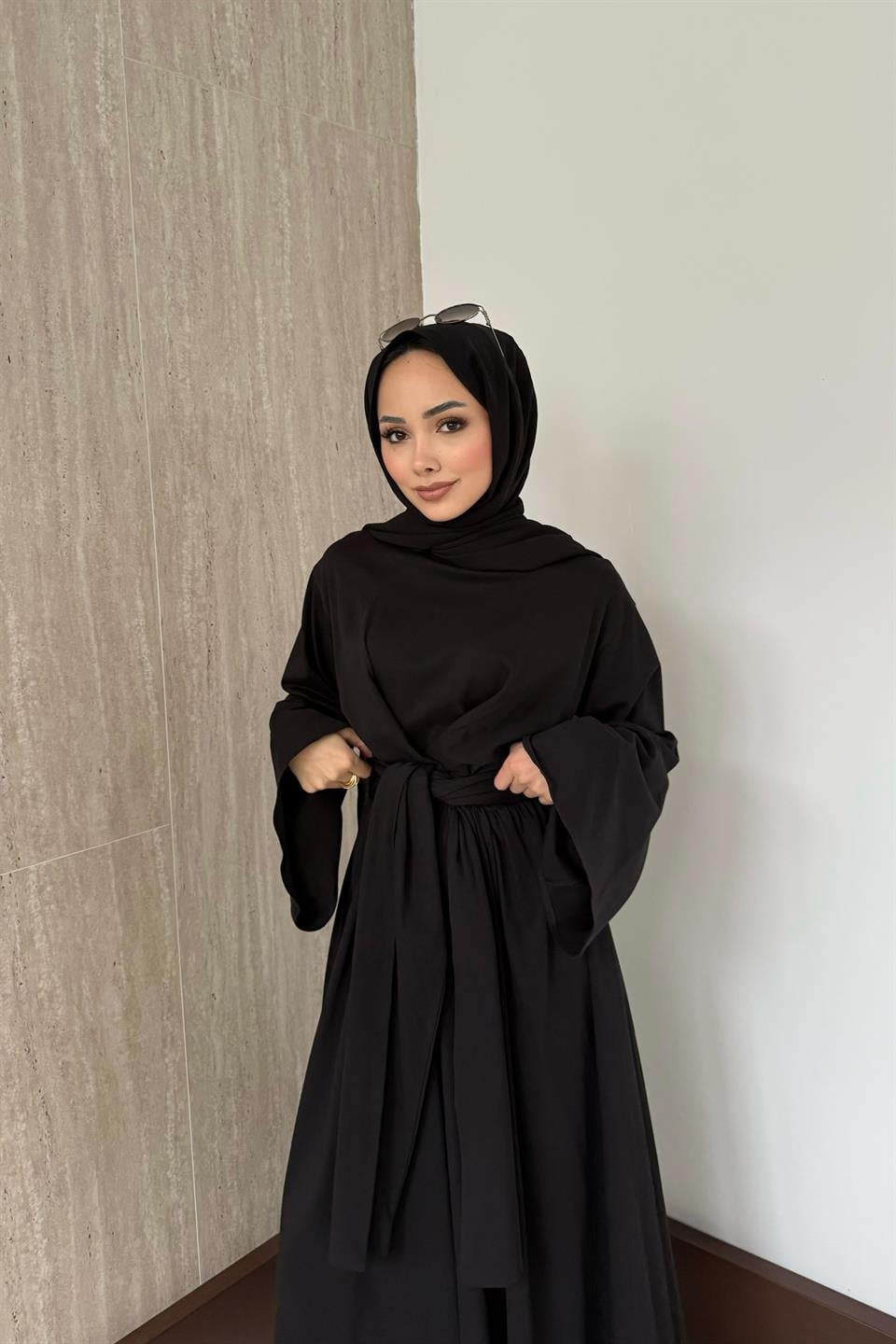 Vera Bağlamalı Elbise - Siyah