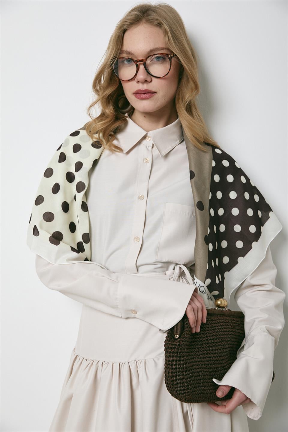 Verev Kapama Poplin Etekli Takım - Bej