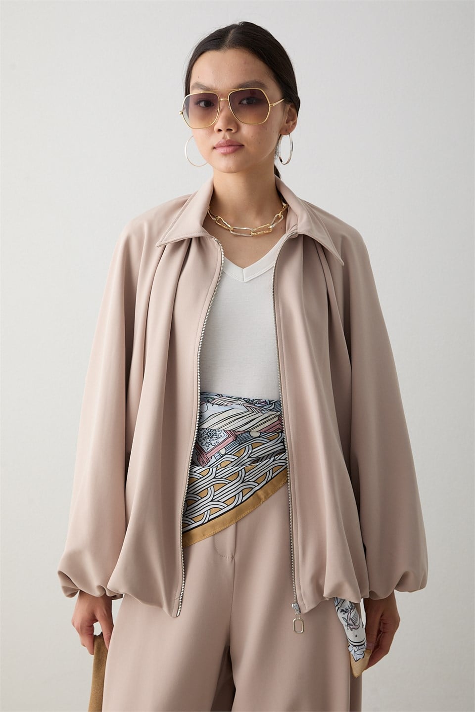 Yarasa Kol Oversize Takım - Bej