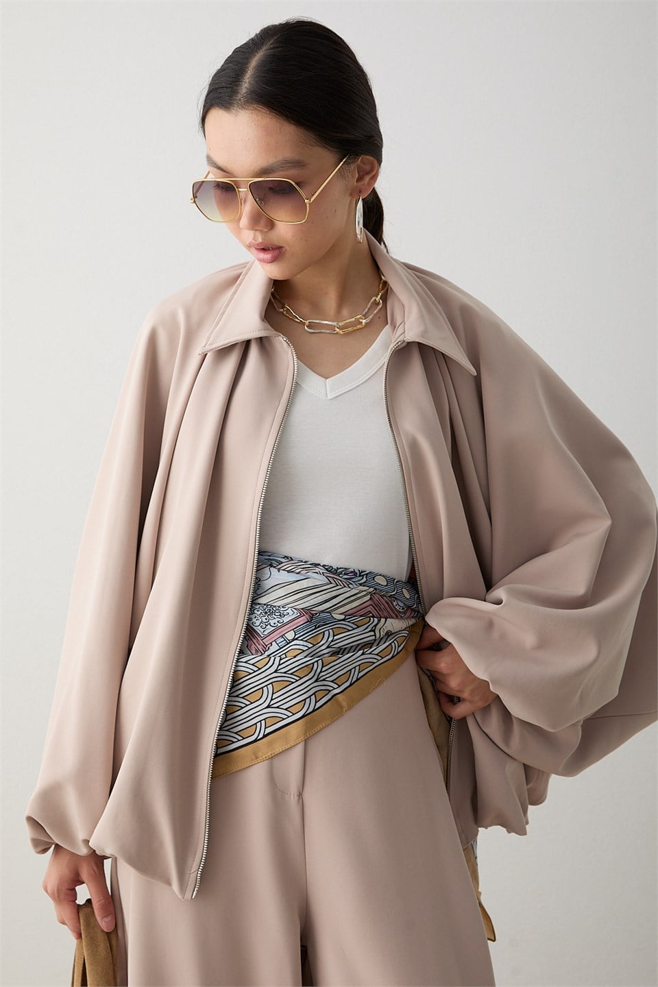 Yarasa Kol Oversize Takım - Bej