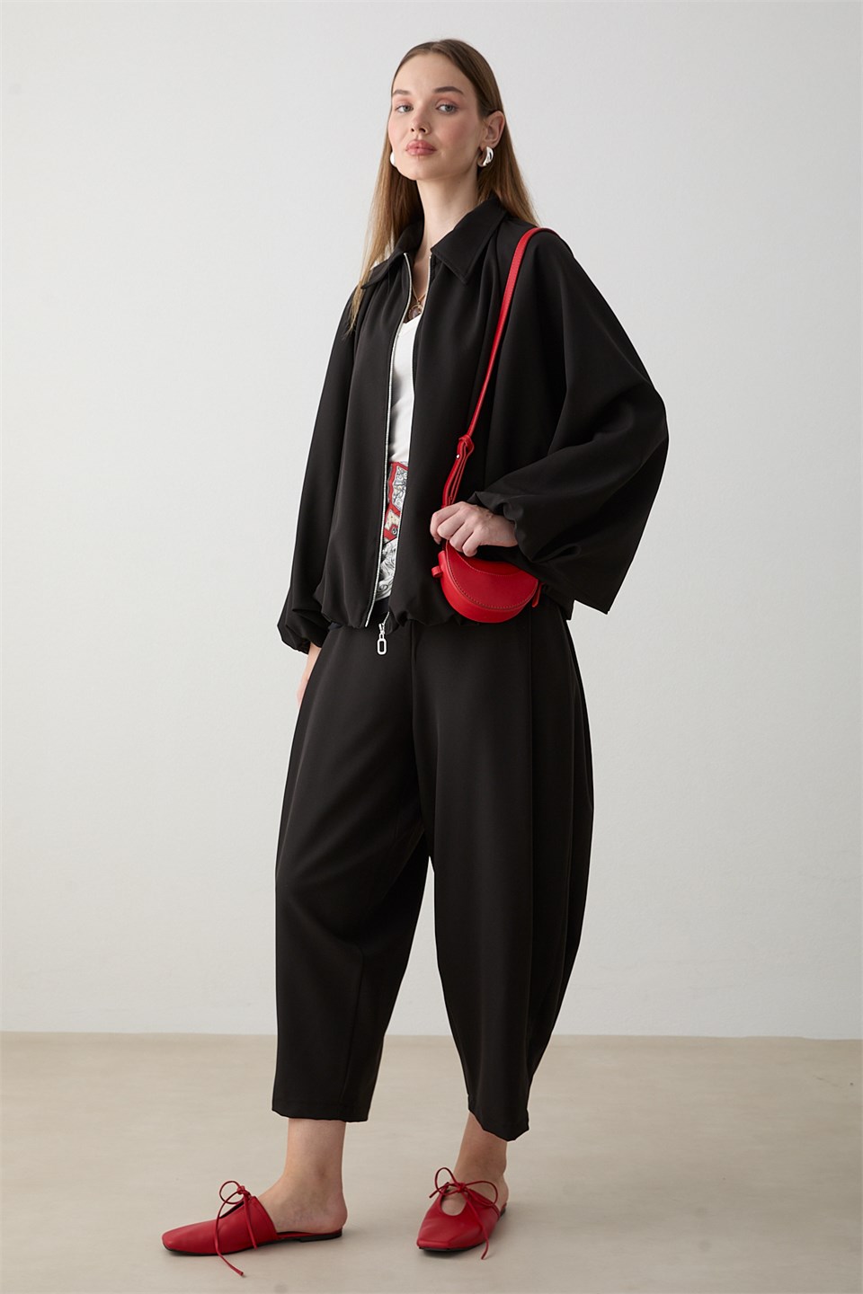 Yarasa Kol Oversize Takım - Siyah