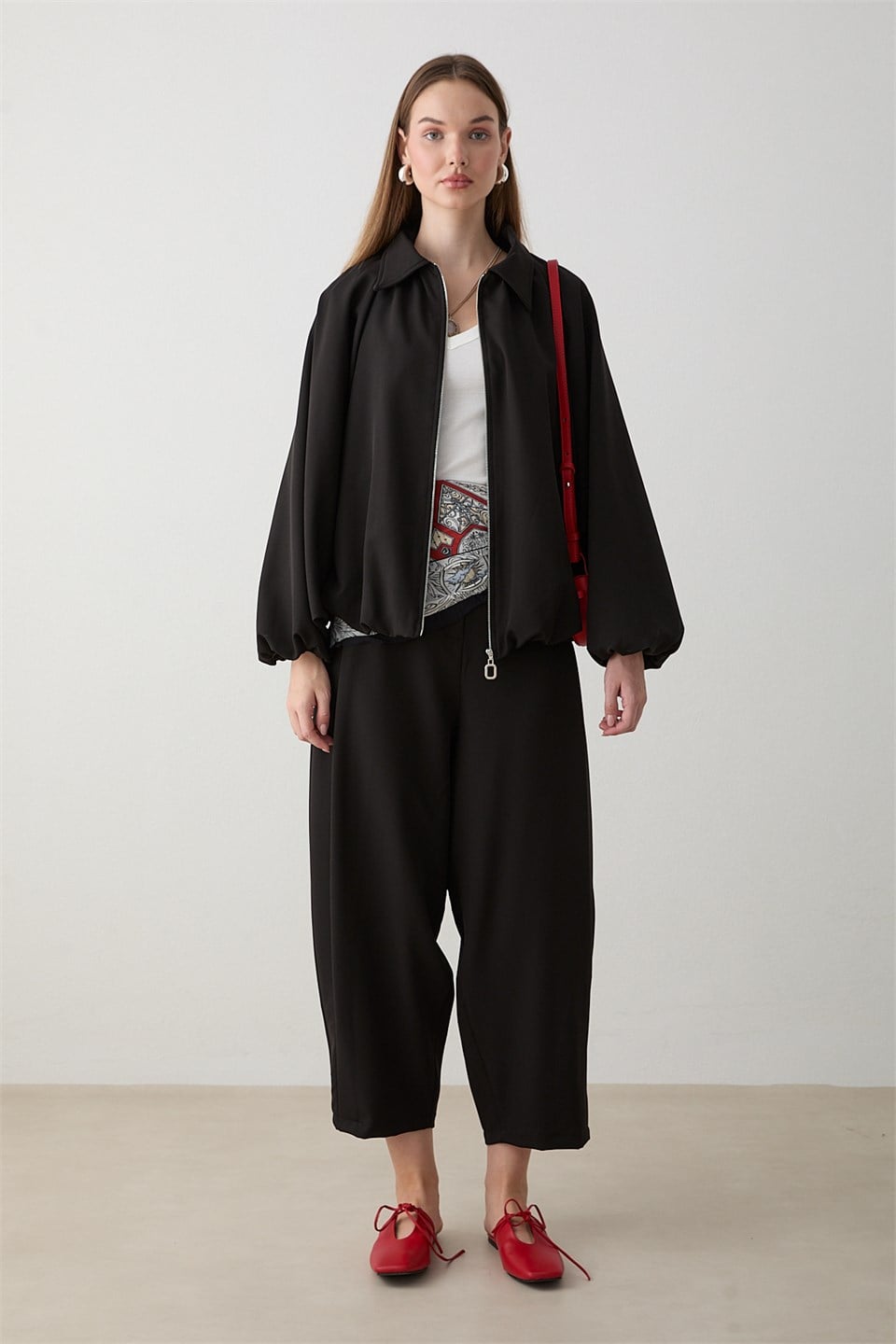 Yarasa Kol Oversize Takım - Siyah