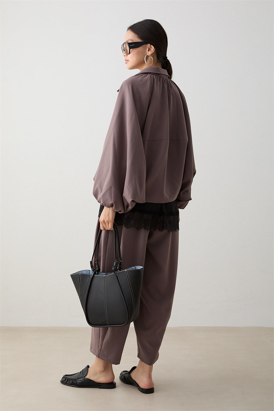 Yarasa Kol Oversize Takım - Vizon