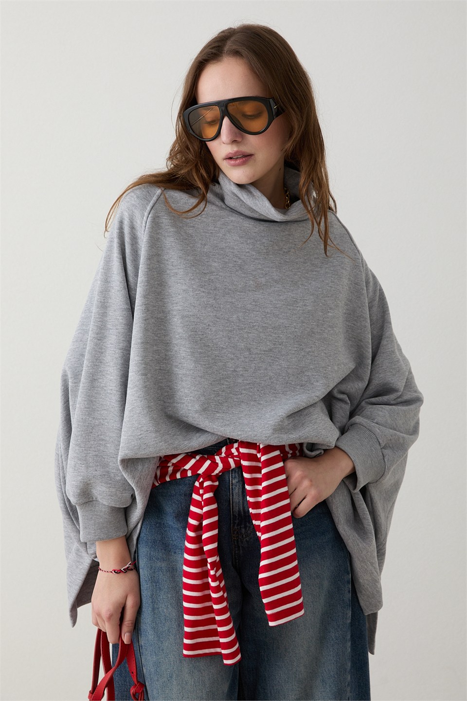 Yarasa Kol Sweatshirt - Gri