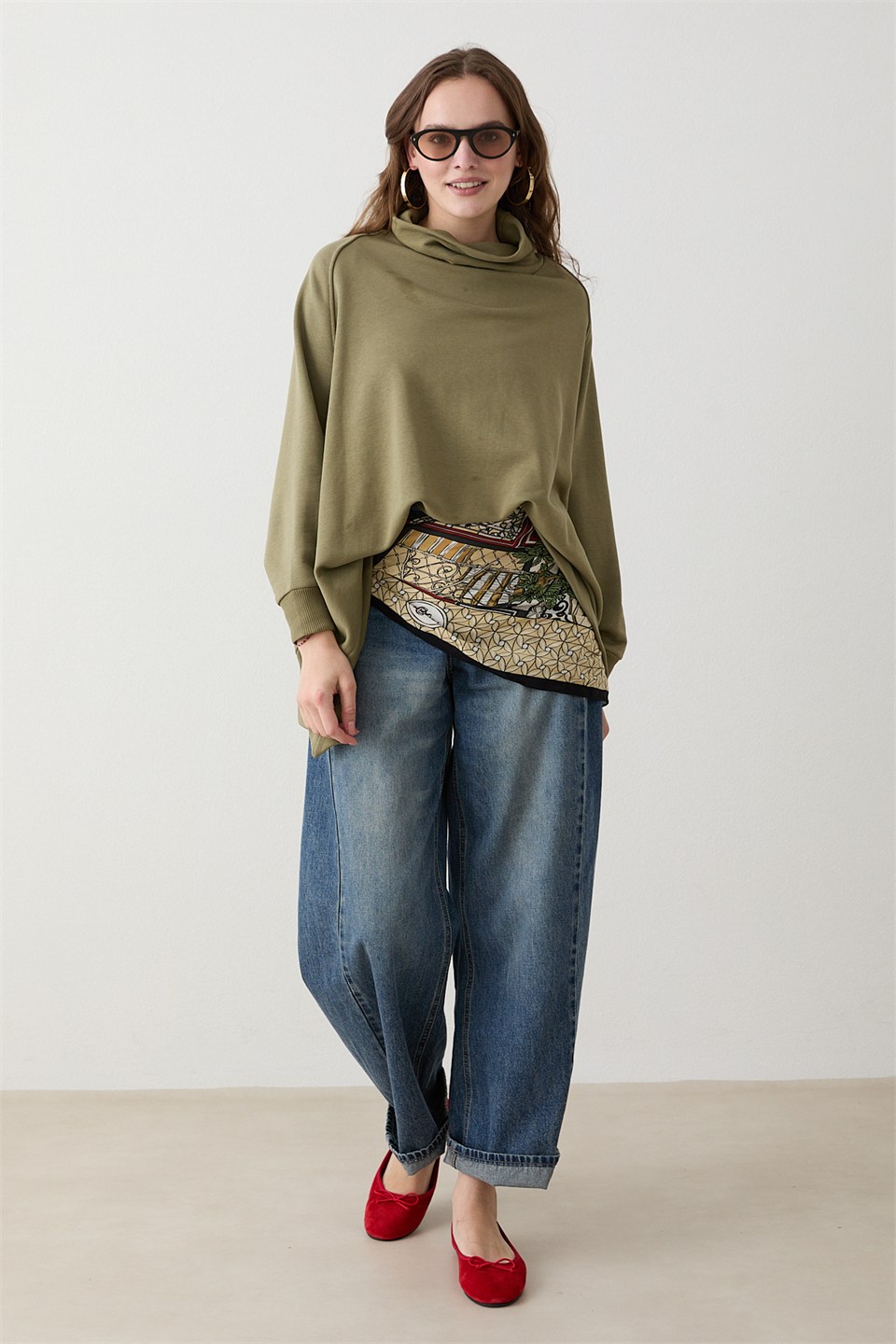 Yarasa Kol Sweatshirt - Haki