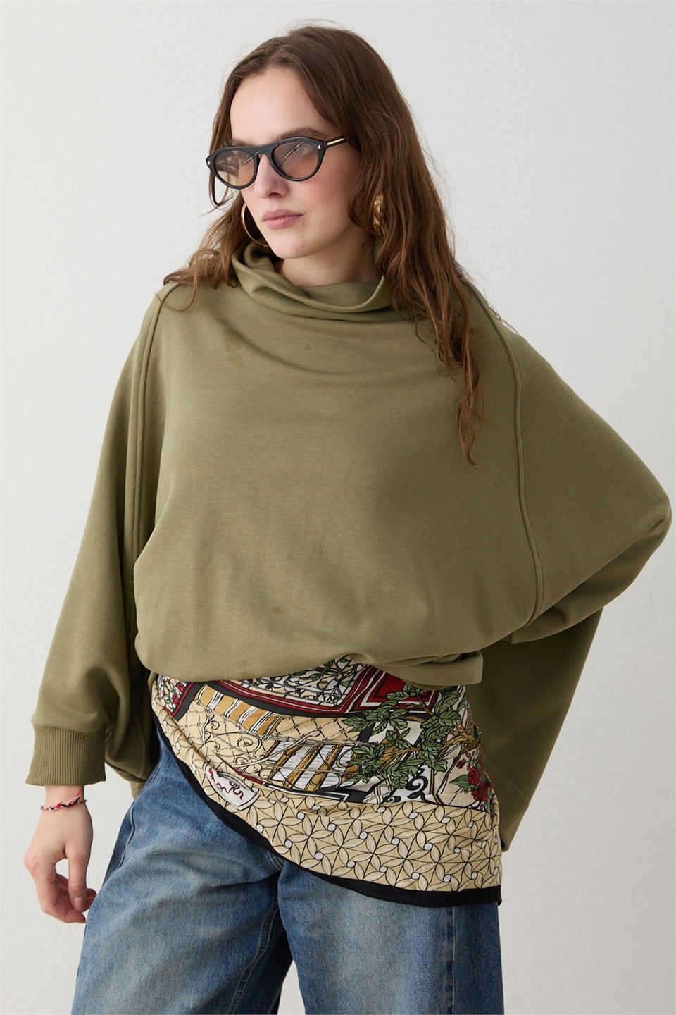 Yarasa Kol Sweatshirt - Haki