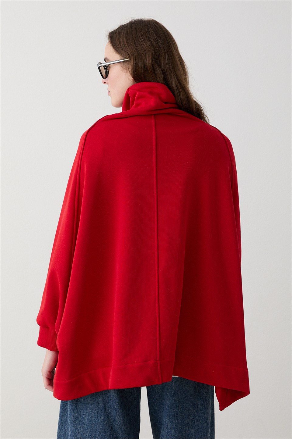 Yarasa Kol Sweatshirt - Kırmızı