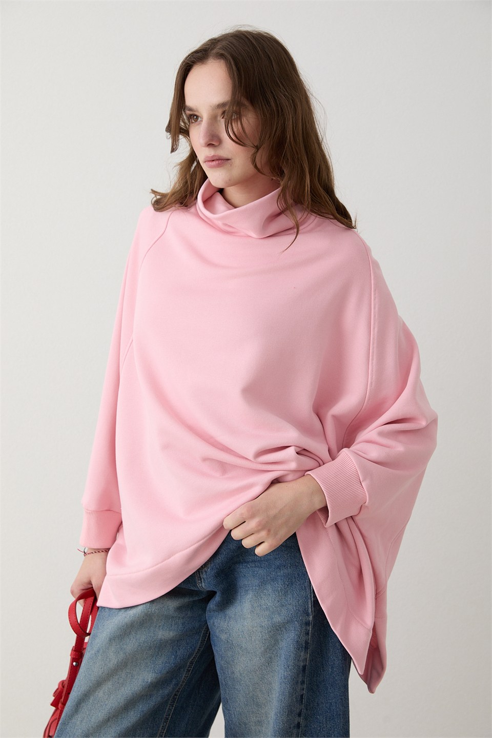 Yarasa Kol Sweatshirt - Pudra