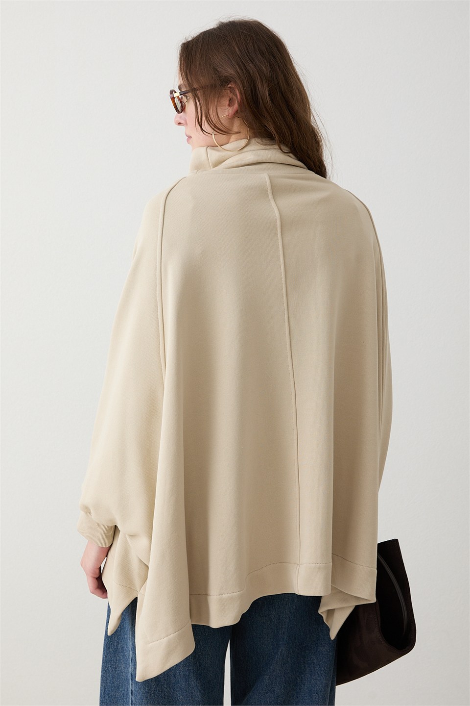 Yarasa Kol Sweatshirt - Taş