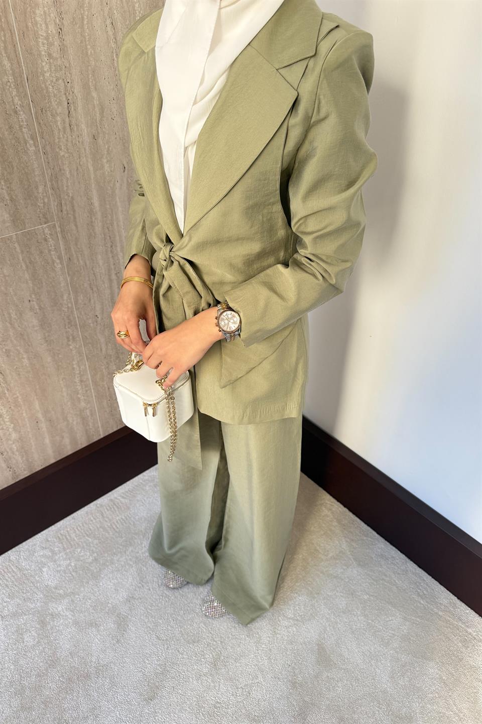 Yelek Bağlamalı Tensel Takım - Haki