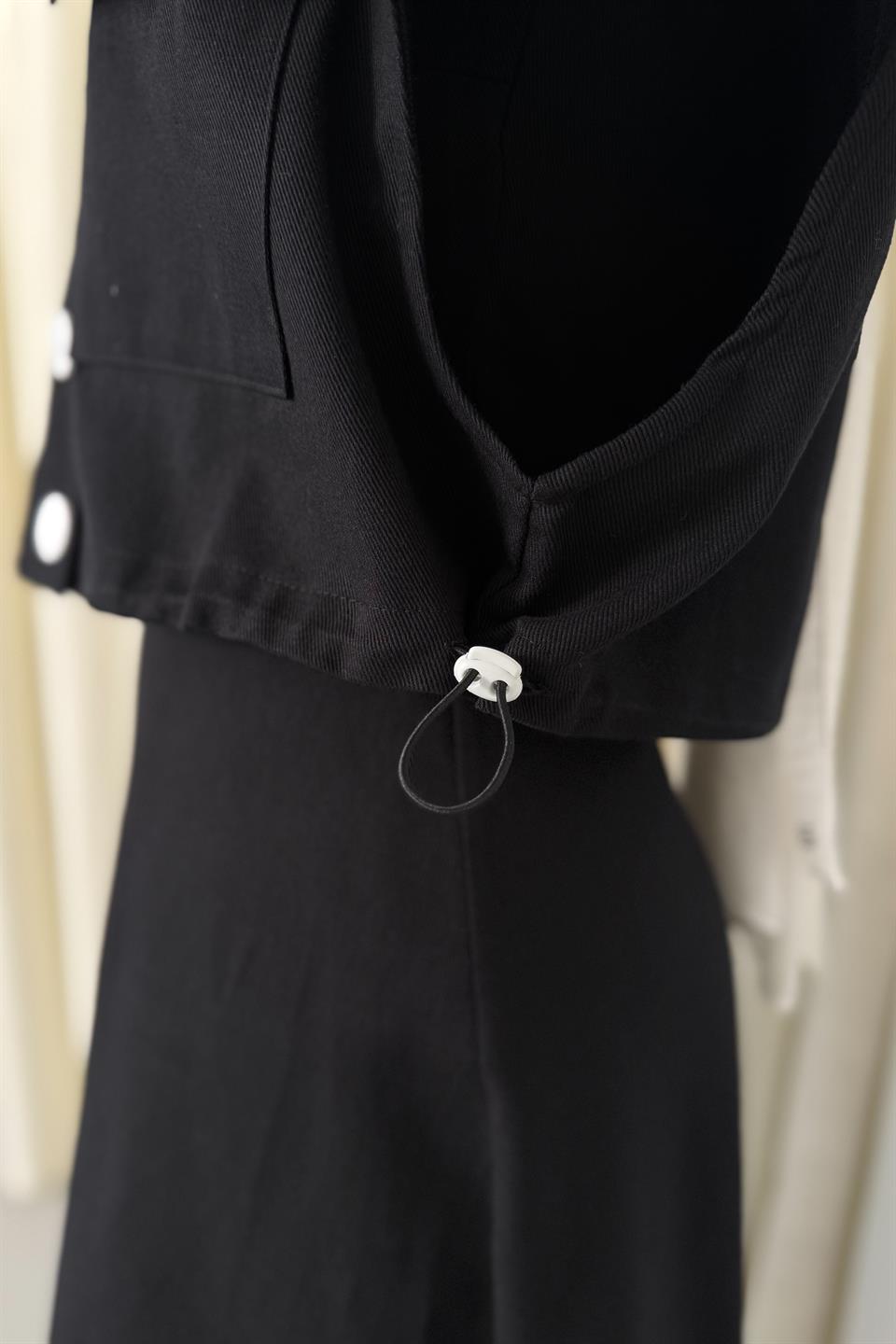 Yelekli Gabardin Elbise - Siyah