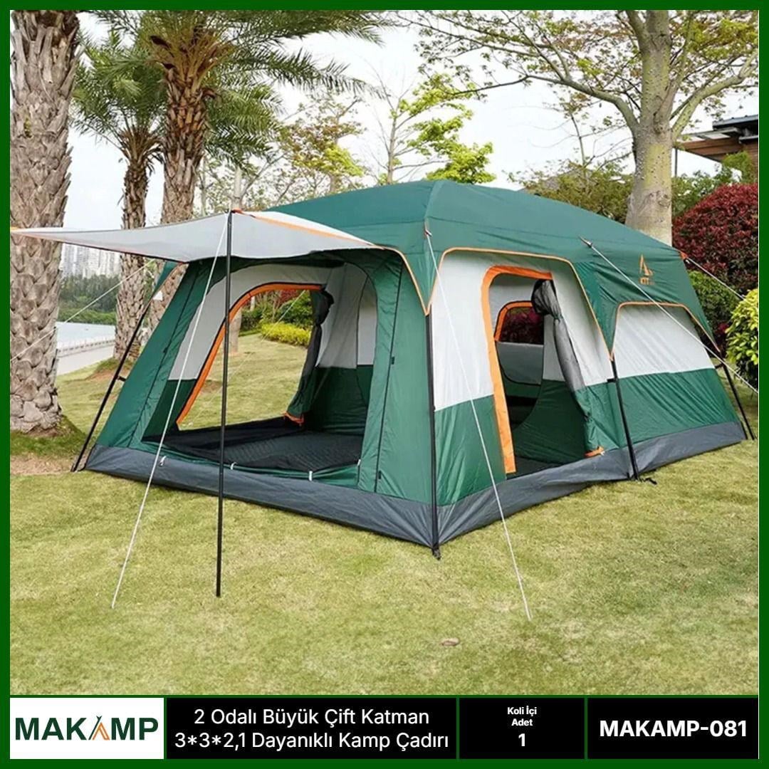 2 Odalı Büyük Çift Katman 3*3*2,1 dayanıklı kamp çadırı 