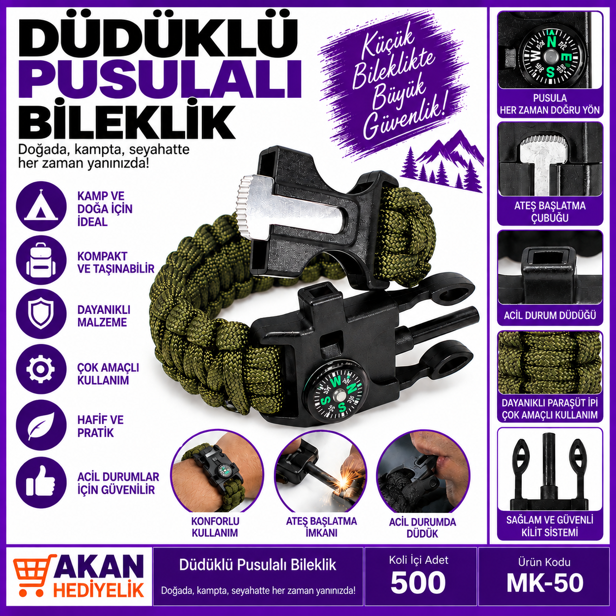 Düdüklü Pusulalı Bileklik