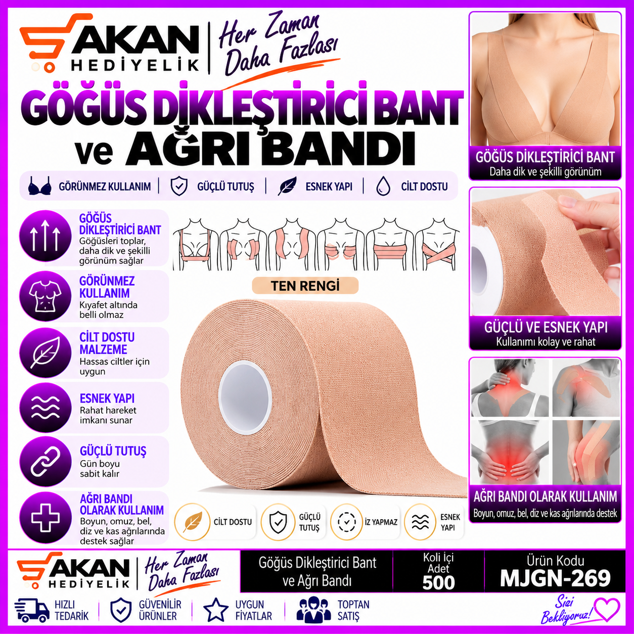Göğüs Dikleştirici ve ağrı bandı