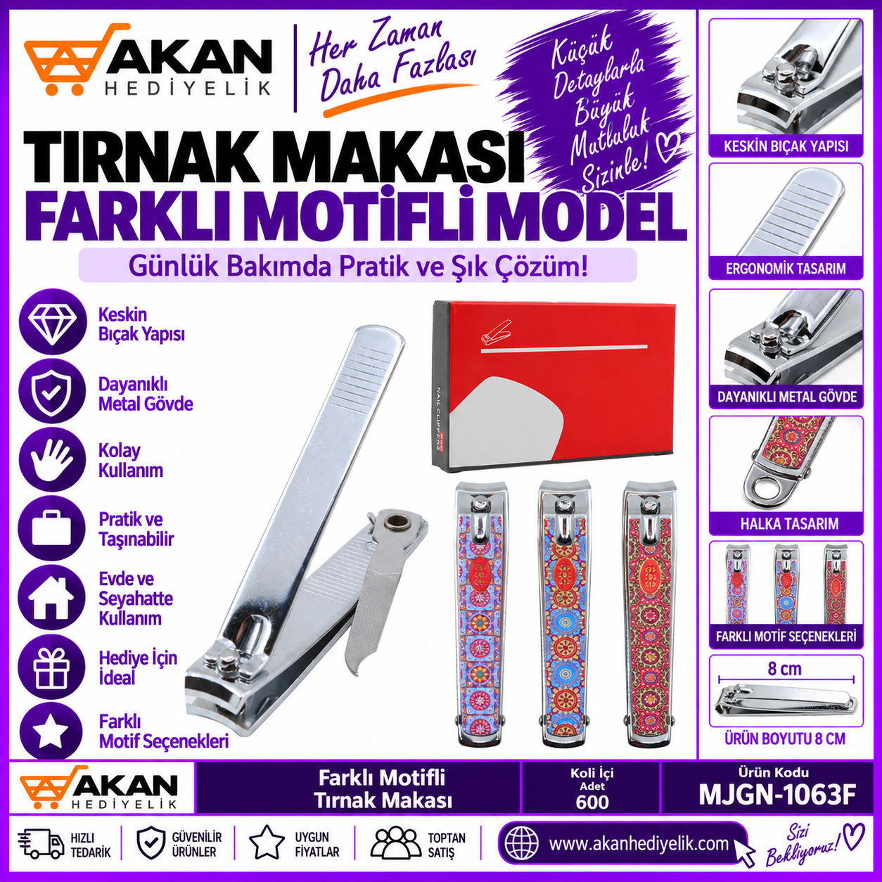 Halka Desenli Profesyonel Tırnak Makası 8CM