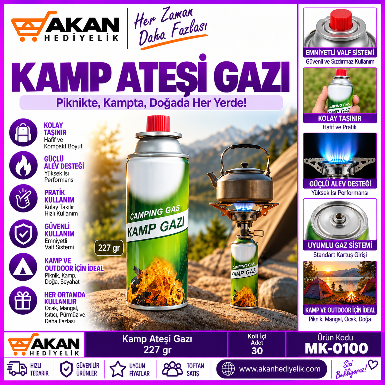 kamp ateşi gazı 227gr