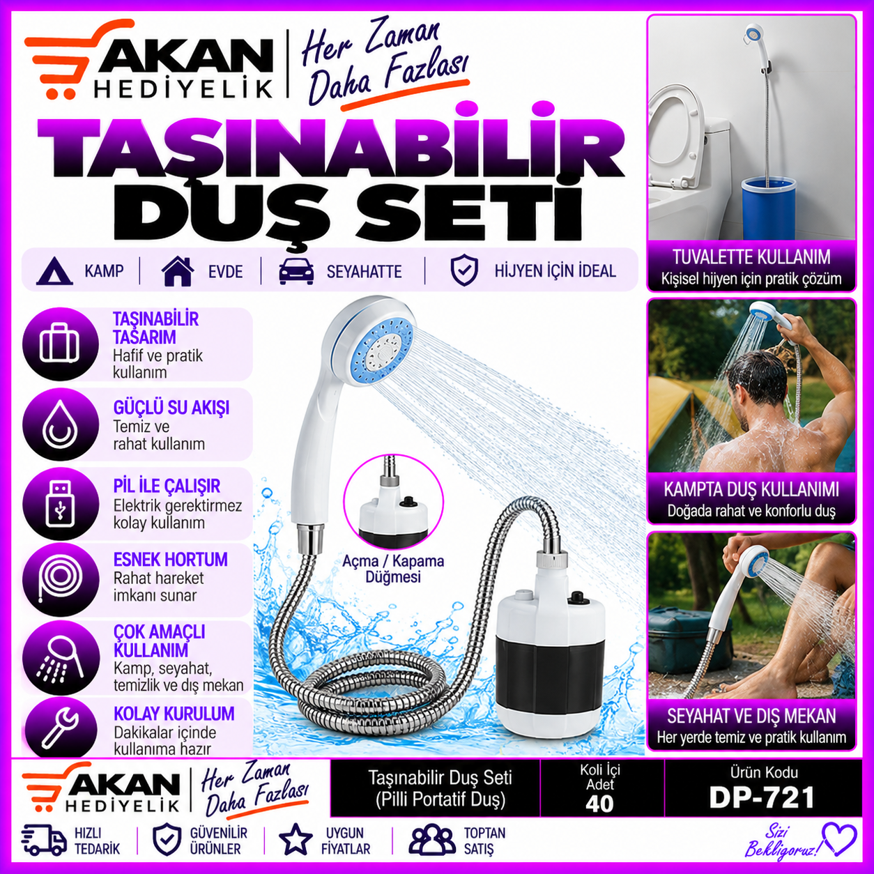 TAŞINABİLİR ELEKTRONİK DUŞ SETİ