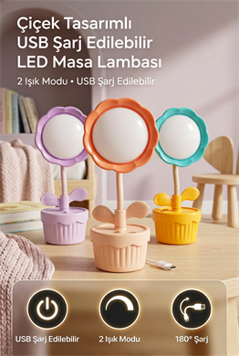 Çiçek Figürlü Masa lambası 