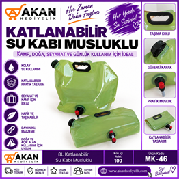 8L Katlanabilir Su Kabı musluk 