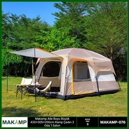 Aile Boyu Büyük 420*305*200cm Kamp Çadırı 2 Oda 1 Salon