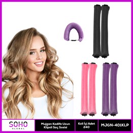 KADİFE UZUN KLİPSLİ SAÇ BİGUDİ SET