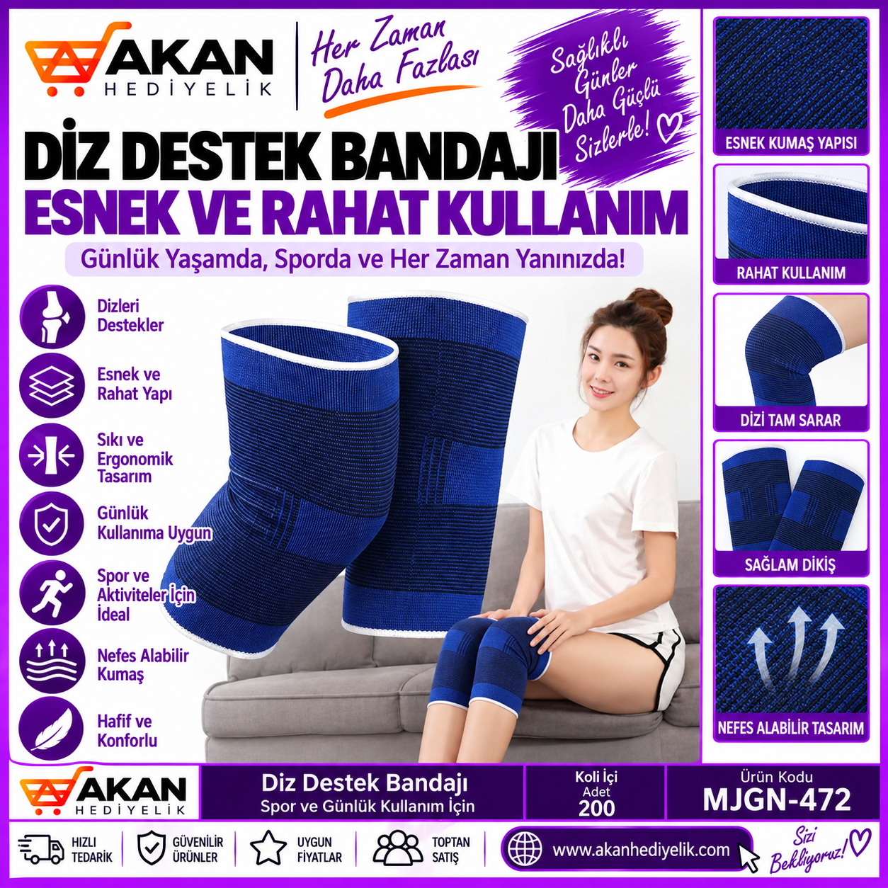 2Lİ MAVİ SPORCU BANDAJ DİZLİĞİ