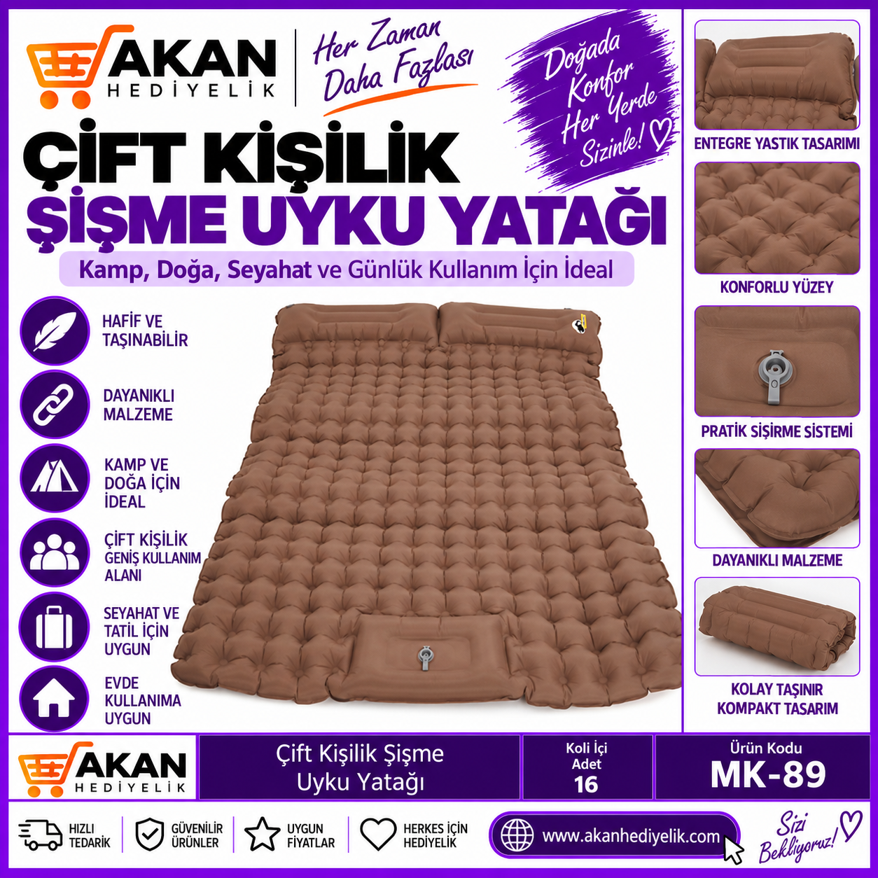 çift kişilik şişme uyku tulumu