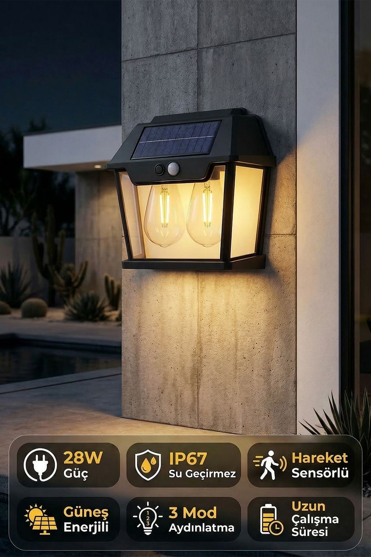 çitftli solar led aydınlatma lambası