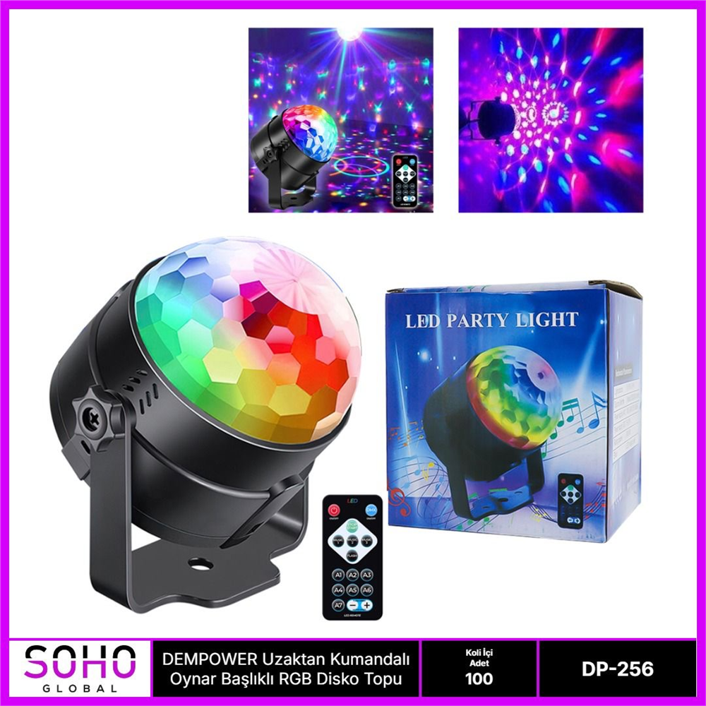 KUMANDALI SESE DUYARLI DİSKO TOPU