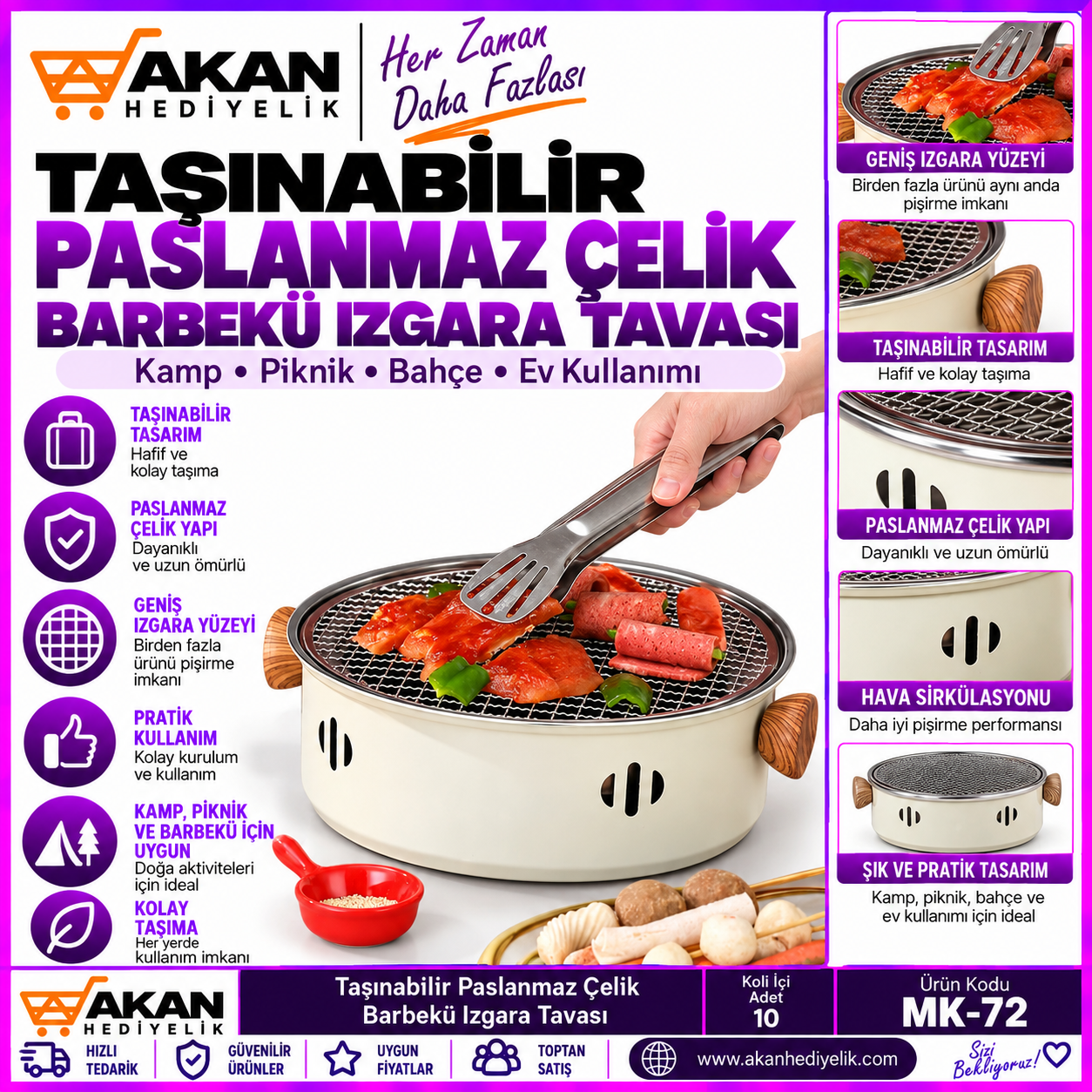 taşınabilir çelik barbekü ızgara tava