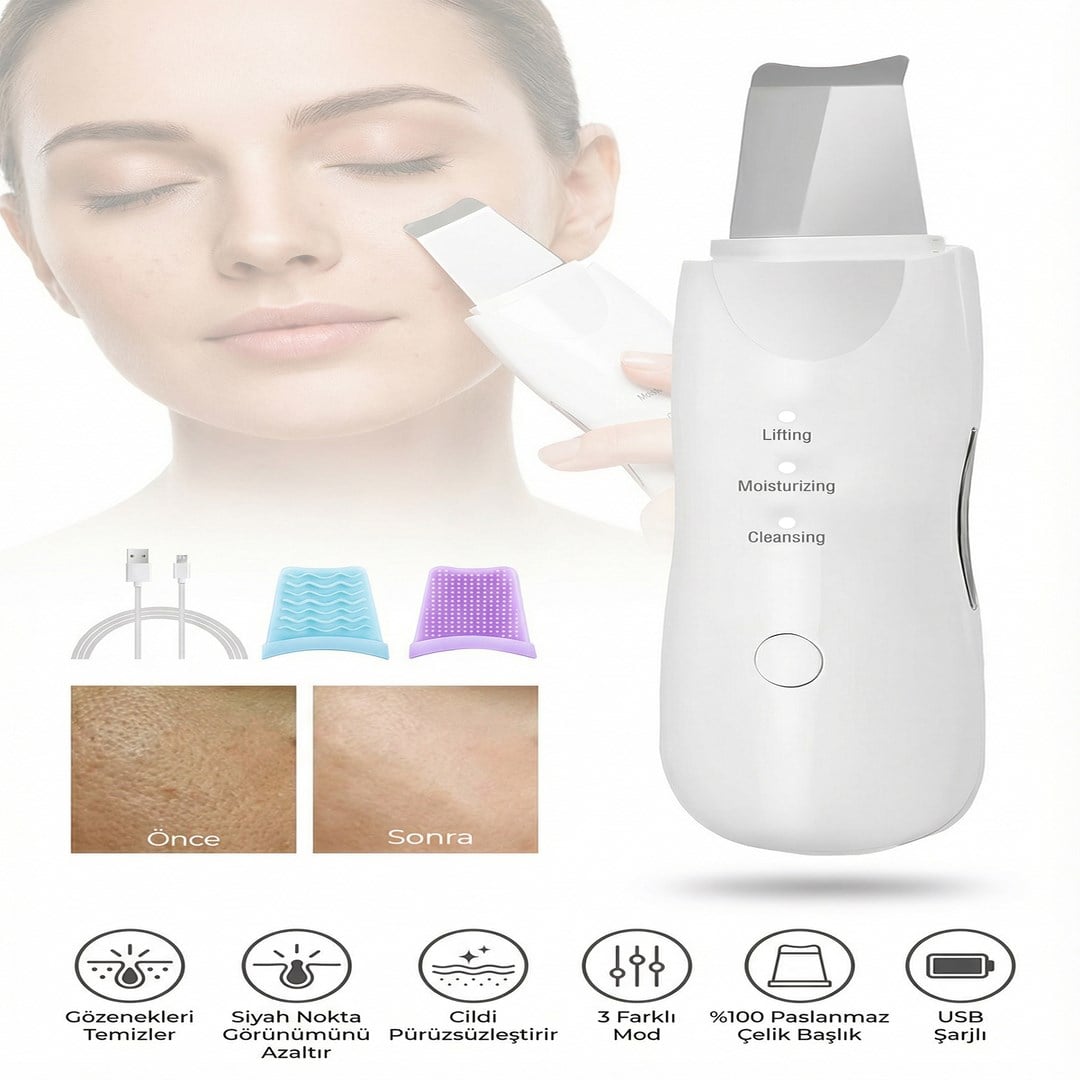 ULTRASONIC SİYAH NOKTA  AKNE SPATULA ŞARJLI CİLT TEMİZLEYİCİ