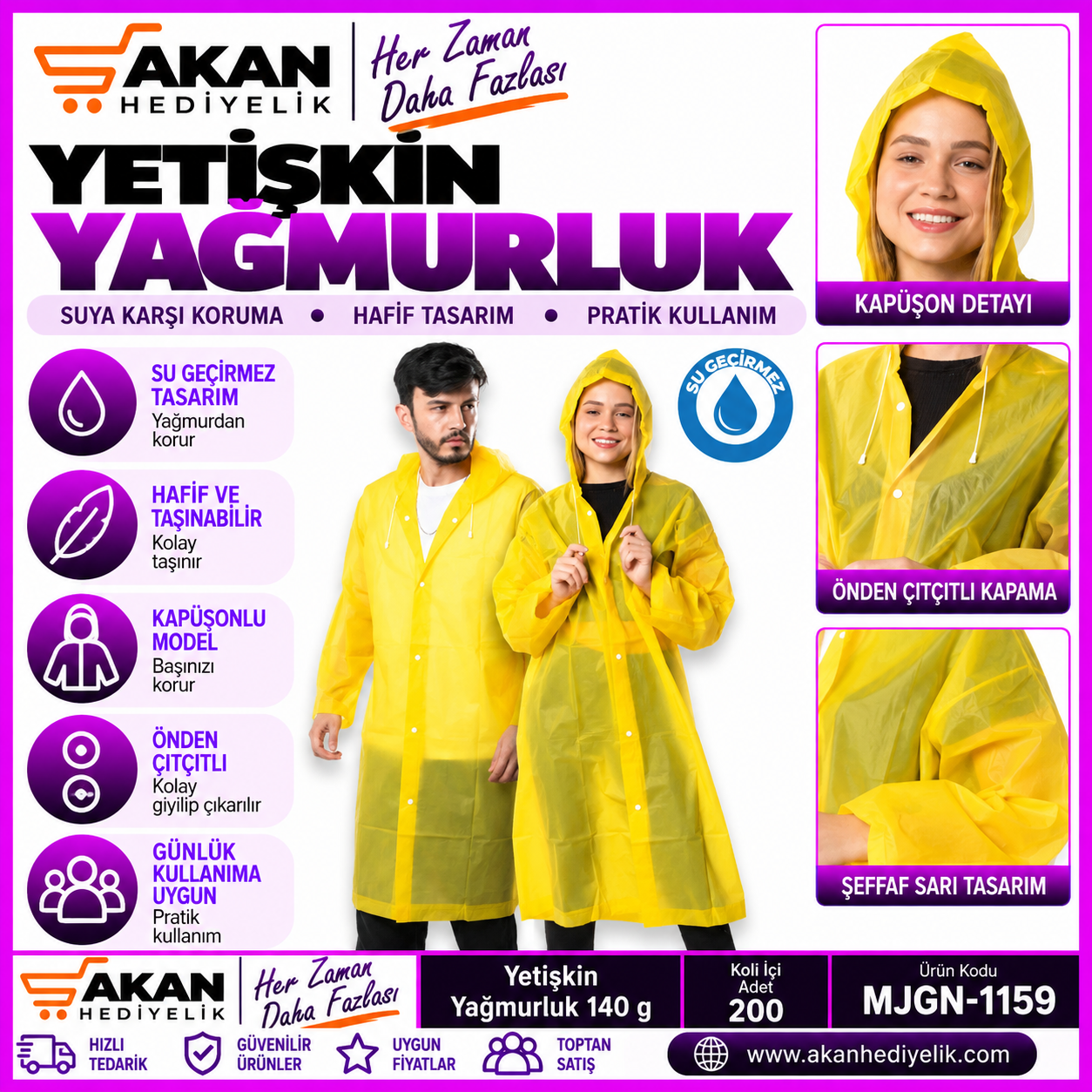 yetişkin yağmurluk 140gr