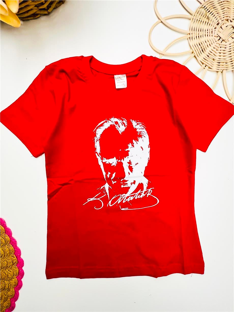 Atatürk Baskılı Kırmızı T-Shirt